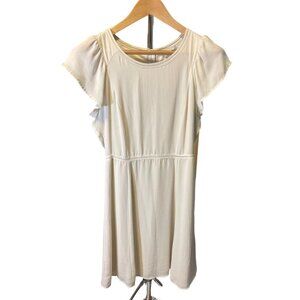 H&M White Fit and Flare A Line Short Flutter Sleeve Dress SZ 8